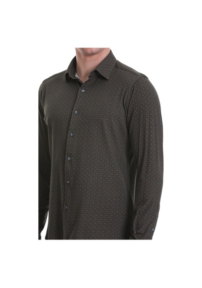 Hatemoğlu Yeşil Slim Fit Baskılı 100% Pamuklu Slim Yaka Uzun Kollu Baskılı Yeşil