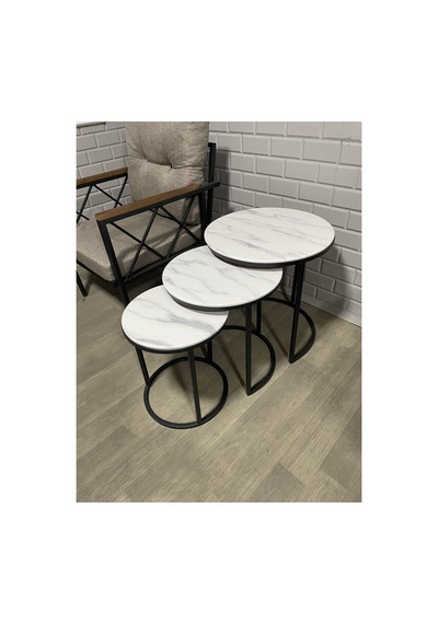 Usta Mekan Siyah Metal Beyaz Mermer Desenli Mdf Tabla Zigon Sehpa Siyah Beyaz Mermer