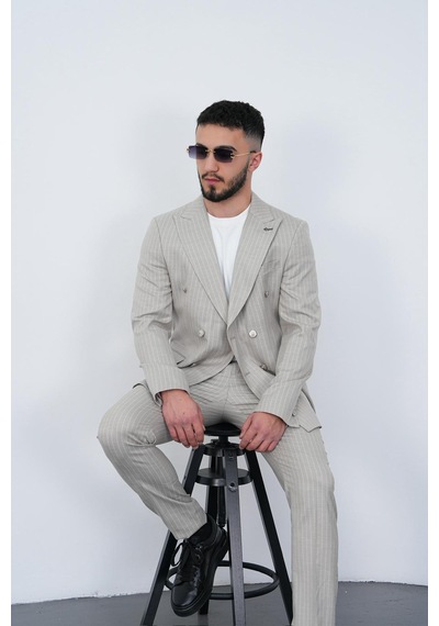 Dupont Classics Dupont Slim Fit Sivri Yaka 6 Drop Çift Yırtmaç Çizgili Viskon Kruvaze Erkek Takım Elbise Açık Gri Dupont Classics Dupont Slim Fit Sivri Yaka 6 Drop Çift Yırtmaç Çizgili Viskon Kruvaze Erkek Takım Elbise Açık Gri