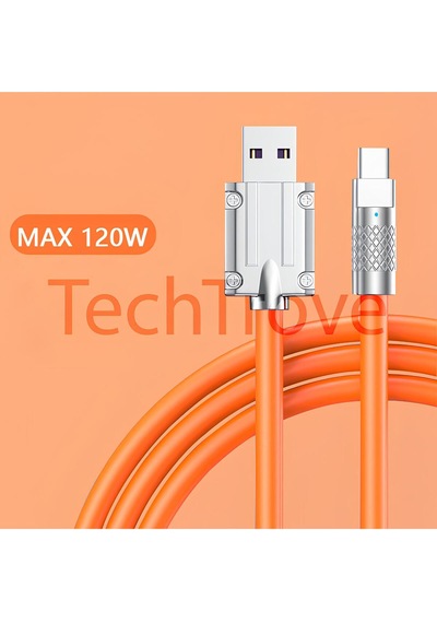 120w Usb To Type-c Yassı Kırılmaz Ezilmez 100cm Şarj Kablosu