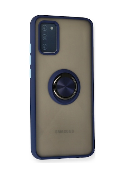 Samsung Galaxy Uyumlu   A02s Kılıf Montreal Yüzüklü Silikon Kapak - Lacivert
