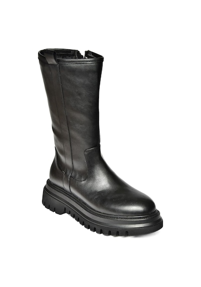 Fox Shoes R312104909 Siyah Kalın Tabanlı Kadın Çizme Siyah