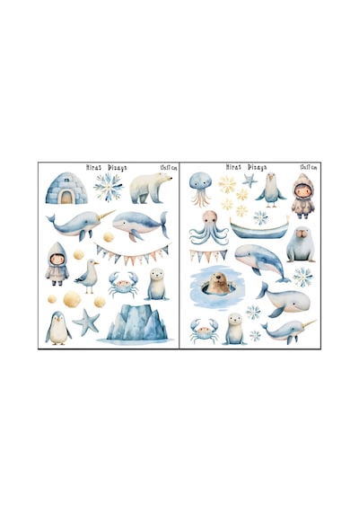 Eskimo Temalı Sticker Seti 40 Adet 2 Sayfa 13x17 cm