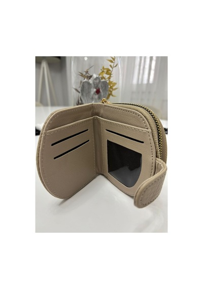 Store Çok Bölmeli Kadın Şık El Çantası Cüzdan Krem