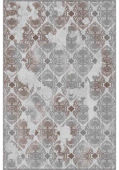 Gri Damask Desen Kaymaz Tabanlı Dekoratif Halı Al001n11