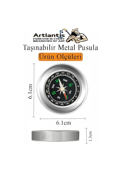 Pusula Çelik 60 Mm 1 Adet Profesyonel Metal Kasa Dayanıklı Taşınabilir El Pusulası Yuvarlak Cep Pusulası