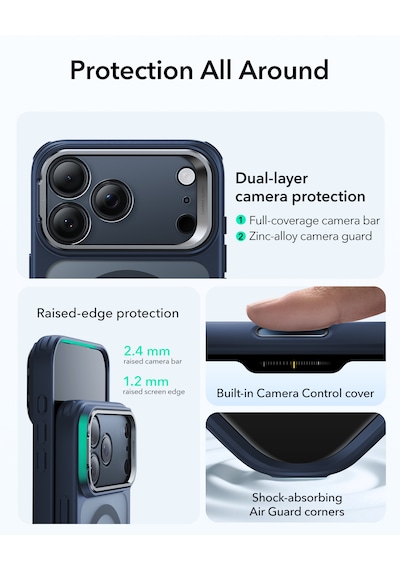 Esr Apple Uyumlu iPhone 17 Pro Classic Hybrid Magsafe Standlı Kılıf - Kamera Kontrol Buton - Buzlu Mavi Buzlu Mavi Esr Apple Uyumlu iPhone 17 Pro Classic Hybrid Magsafe Standlı Kılıf - Kamera Kontrol Buton - Buzlu Mavi Buzlu Mavi
