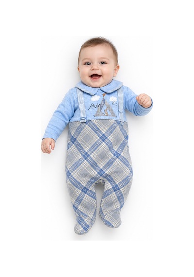 Babyhola Erkek Bebek Tavşan Desenli Patikli Tulum 12536 Mavi
