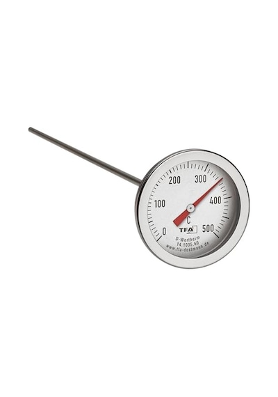 Teknikmarketiniz Ø52mm 0/500 C 30 Cm Dalma Boylu Fırın Termometresi, 30 Cm Problu 500 Derece Bahçe,pizza,pide,ekmek,köy,kara/taş Fırın Isı Gösterge Saati Tfa Dostmann Tm832.14.1035.60