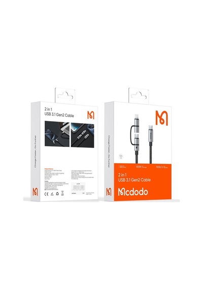 Mcdodo CA-0450 2 İn1 36 W Type-C Şarj Kablosu 1.2 M Siyah