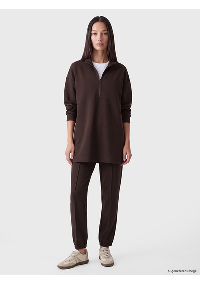 LC Waikiki Lc Waıkıkı Kahverengi Oversize Soft Touch Kadın Sweatshirt Tunik