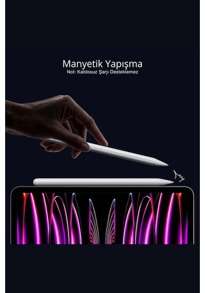 Fuchsia Apple Uyumlu iPad  Air 6. Nesil M2 11" Avuç İçi Red Ve Eğim Özellikli Manyetik Yapışan Dokunmatik Kalem