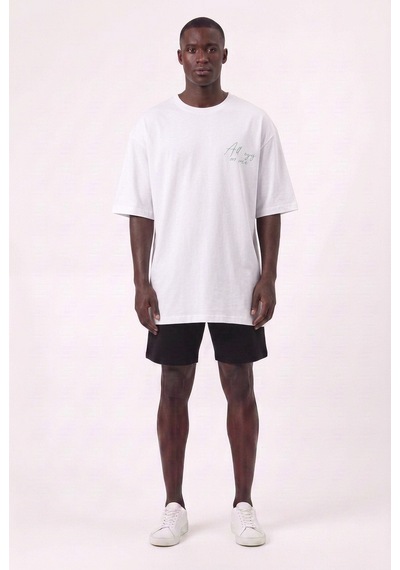 Blow Up On Me Sırt 2 Pac Baskılı Beyaz Oversize Erkek T-shirt 11236 SİYAH