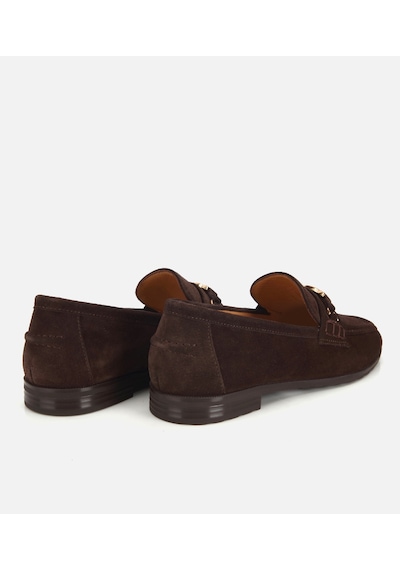 Hotiç Kadın Süet Deri Kahverengi Toka Detaylı Klasik Loafer