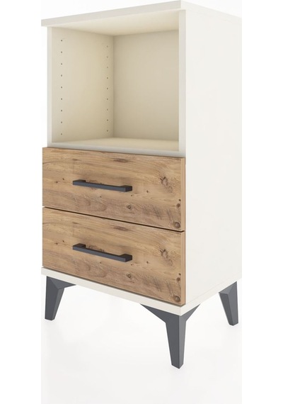 Arges Komodin Tek Raflı 2 Çekmeceli 44x30x80 Aytaşı-çam Aytaşı