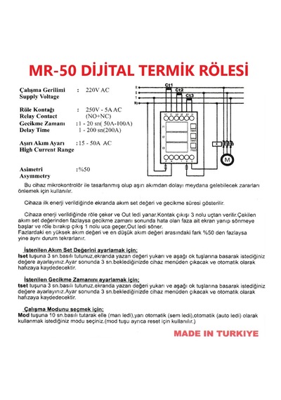 Metess - Mr-50 Dijital Termik Rölesi