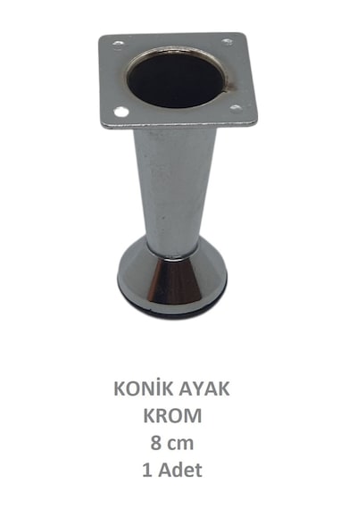 Adilon Konik Ayak, Zamak, Krom, 8 cm, Dolap, Mobilya, Puf Ayağı