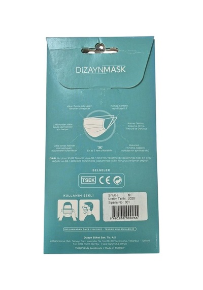 Dizaynmask Gümüş İyonlu Bez Maske Siyah Çocuk M 5-10 Yaş