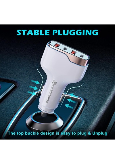 Mt36 4 Portlu Type-c Usb Araç Hızlı Şarj Çakmaklık Adaptörü Toplamda 96w Şarj Gücü Qc 3.0 18w Pd 30w Turbo Ş
