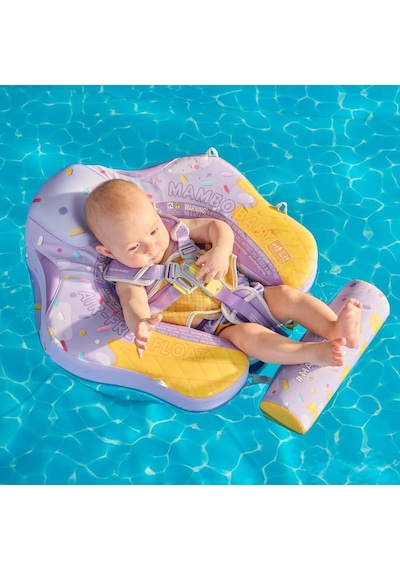 Mambobaby Yüzme Simidi - Purple Ice Cream, Emniyetli, Gölgelikli Ve Ayak Destekli