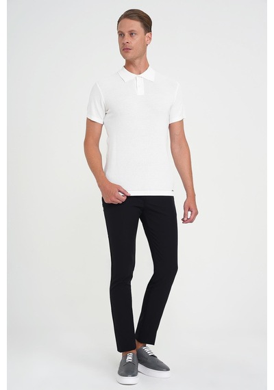 Efor Slim Fit Yan Cepli Esnek Düz Siyah Pamuk Pantolon P 1197 Siyah