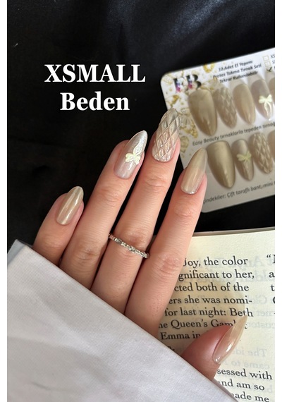 Xsmall Beden Kedi Gözü Tırnak 10 Adet Takma Tırnak Seti T174 Kraft