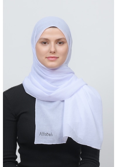 Altobeh Kadın Pratik Kırışık Krinkıl Mira Tesettür Şal - Beyaz