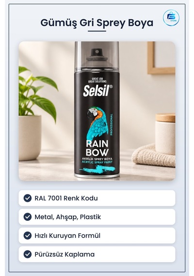 Gümüş Gri Ral Sprey Boya Metal Ahşap Ve Plastik Yüzeyler İçin Hız Ral 7001