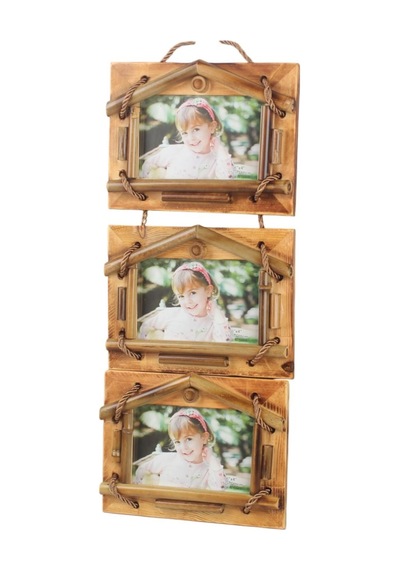 El Yapımı Doğal Ahşap 3 Lü Bambu Bamboo Fotoğraf Çerçevesi Dekoratif Ev Ofis Hediyesi Duvar Süsü - 8