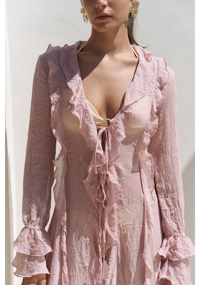 Mai Collection Mai Studios Co. Freya Pembe Uzun Elbise Pembe