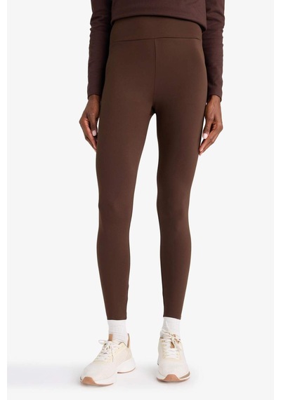 Defacto Defactofit Toparlayıcı Yüksek Bel İçi Yumuşak Tüylü Beli Saran Basic Düz Sporcu Tayt W8206az25aubn192 Kahve