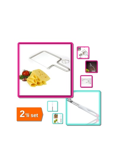 Peynir Kesme Teli + Elma Ve Kabak Oyacağı Paslanmaz Sebze Oyucu - 2li Set J9d2u0 Paslanmaz Çelik Diğer