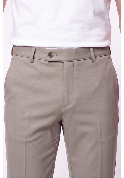 Comfort Fit Rahat Kalıp Yan Cep Pamuklu Dokulu Kum Pantolon P 1219