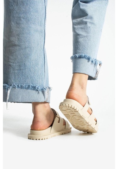 Moda Devrin Beige Cırtlı Anatomik Rahat Taban Kadın Terlik Bej