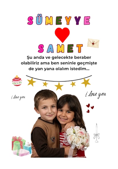 Kişiye Özel Çocukluk Fotoğraflı Poster İsim, Mesaj Ve Fotoğrafla Unutulmaz Hediye Tasarımı 15x21