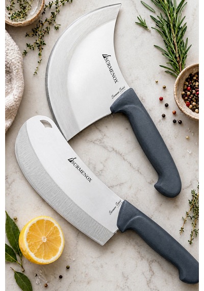 Sürmene Silver Serisi 2 Li Pizza Börek Bıçağı Gri Sap Pide Salata Kıyma Mutfak Bıçak Srm-03