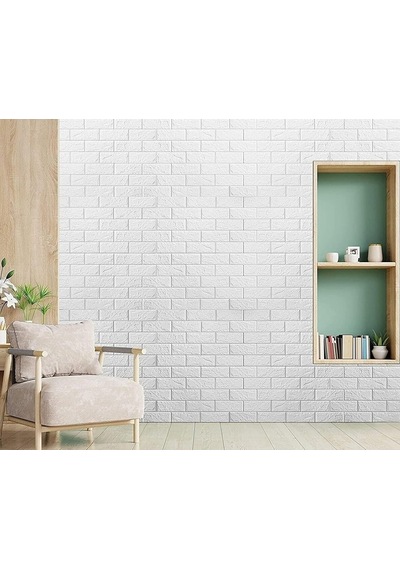 70x23 Cm Beyaz Kendinden Yapışkanlı 3d Esnek Duvar Kağıdı Paneli Genel