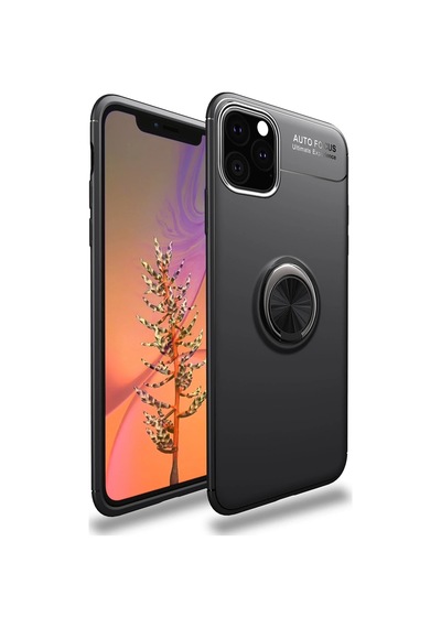 Zengemtx Newface Apple Uyumlu iPhone 11 Pro Max Kılıf Range Yüzüklü Silikon - Siyah