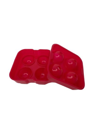 Büyük Boy Silikon 4 Lü Top Buz Kalıbı, Kırmızı Silikon Diğer
