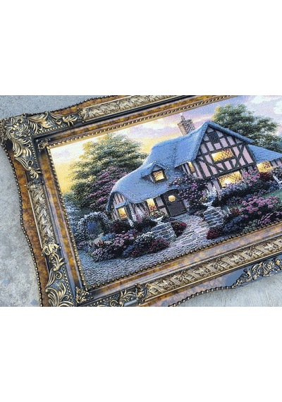 Hobbit Evi Adlı İran Tebriz Halı Tablo 123x75cm - Duvar Halı Kilim Tablo