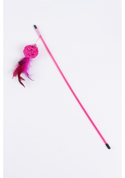 Pembe Toplu Tüylü Kedi Oyun Oltası 46 CM