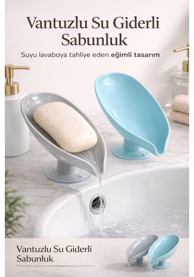 Buççin Online Mağaza 2 Adet Katı Sabunluk Pratik Vantuzlu Su Giderli Sabunluk Vantuzlu Su Tutmaz Plastik Çok Renkli