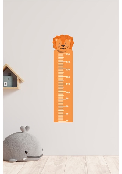 Sevimli Hayvan Aslan Tasarımlı Boy Ölçer Sticker