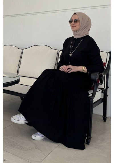 Rabia Şamlı Süreyya Gömlek Elbise Siyah Normal