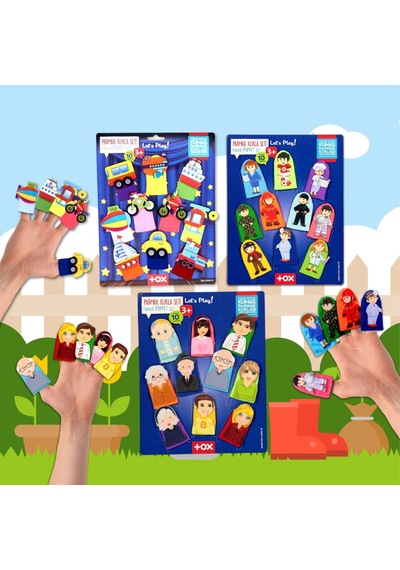 3 Set - 30 Parça Tox Taşıtlar, Aile Bireyleri Ve Meslekler Parmak Kukla T181 T751 T761