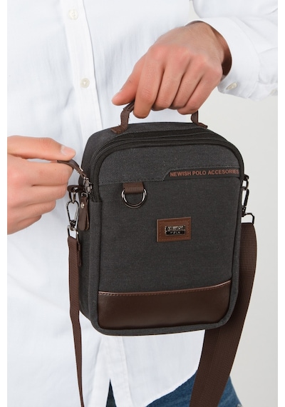Newish Polo Erkek Kanvas Kumaş El Ve Omuz Çantası New313 Siyah