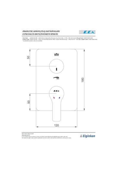 Eca Luna Ankastre Altın Banyo Banyo Bataryası Sıva Üstü Grubu - 2 Yollu 102867236-KDE Altın