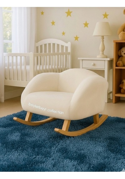 Çocuk Odası Krem Peluş, Çocuk Sallanan Sandalye Koltuk Ayakları Gürgen Ağacı, Bebek Berjer Krem Çocuk Odası Krem Peluş, Çocuk Sallanan Sandalye Koltuk Ayakları Gürgen Ağacı, Bebek Berjer Krem