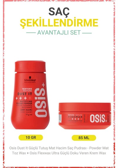 Dust It Güçlü Tutuş Mat Hacim Saç Pudrası 10g + Flexwax Ultra Güçlü Doku Veren Krem Wax 85ml