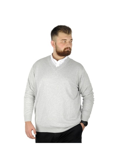 Mode Xl Büyük Beden Kazak V Yaka 22206 Gri 001